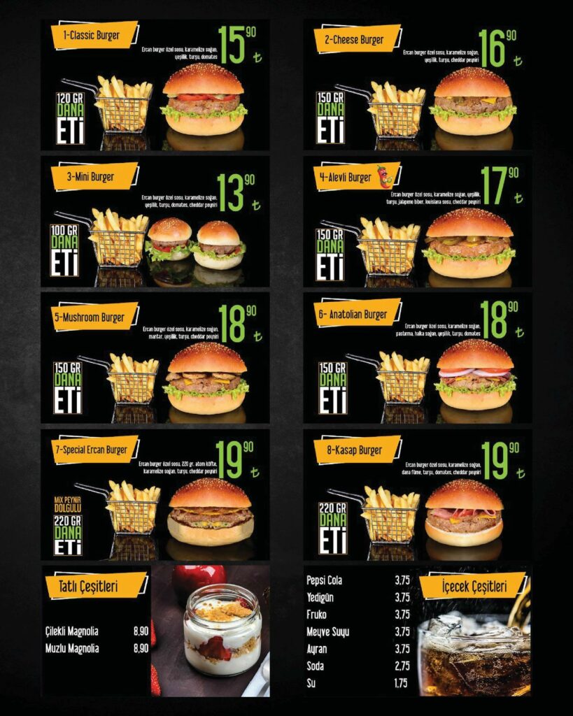 Ercan burger Menü kartı (3)