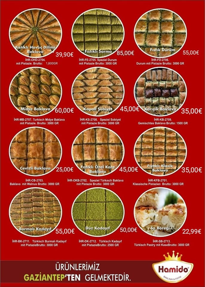 Gaziantep Baklavacısı Kiloluk Tatlılar Fiyatları